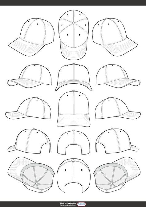 Sketches To Draw, Hat Reference, Clothes Sketches, Drawing Hats, Draw Clothes, Cap Drawing, Baseball Cap Fashion, Fashion Template, Fashion Vector