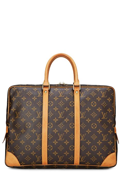 Louis Vuitton Monogram Canvas Porte-Documents Voyage Briefcase In Brown | Guaranteed Authentic | Vintage | Pre-Owned | WGACA Human Animal, Vintage Designer Bags, Document Bag, Carine Roitfeld, Pre Owned Louis Vuitton, Crossbody Bags For Women, Vintage Designer, Bags Purses, Luxury Vintage