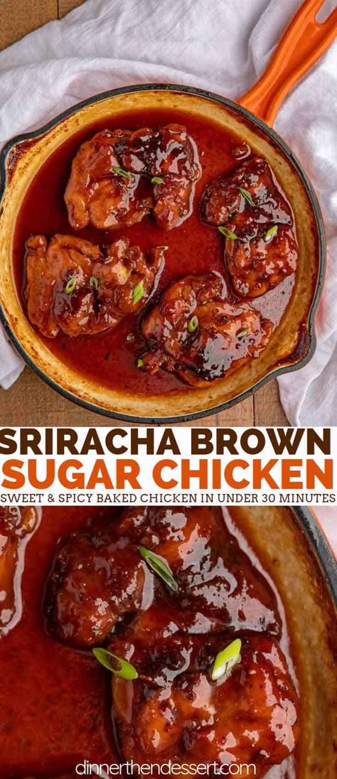 Siracha Chicken Recipes, Chicken Thights Recipes, Quick Meals To Make, Spicy Baked Chicken, Brown Sugar Chicken, Brown Chicken, Dinner Then Dessert, Baked Chicken Nuggets, Chicken Crockpot Recipes