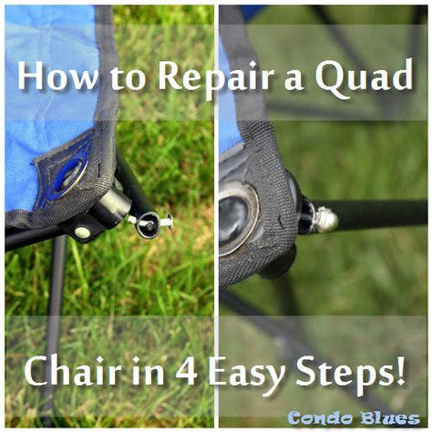 How to repair a broken quad folding quad lawn chair.  Quick and easy! #DIY Diy Camping Chair, Canopy Chair, Fold Up Chairs, Chair Diy, Earthy Home Decor, Chair Repair, Camp Chair, Swivel Rocker Recliner Chair, Toddler Table And Chairs