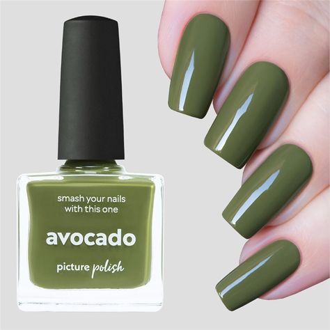 Perfect Nail Colors Which You Will Fall In Love With; Nail Colors; Nail Colors For Summer; Seasonal Nail Colors; Avocado Nails, Long Gel Nails, Picture Polish, Green Nail Polish, Vegan Nail Polish, Nail Pictures, Holographic Nail Polish, Green Nail, Seasonal Nails