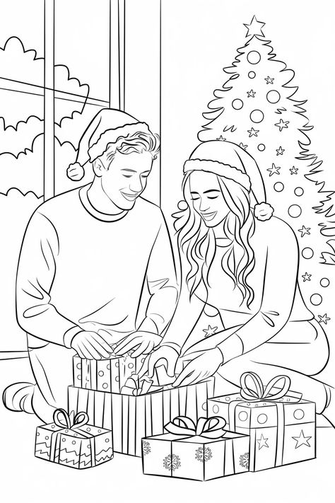 Valentine’s Day-inspired couple coloring pages, featuring romantic sketches, couples holding hands, and colorful love illustrations. Couple Coloring Pages Love, Christmas Coloring Pages For Adults Free Printable, Cute Couple Coloring Pages, Christmas Day Crafts, Couples Coloring Pages, Couple Coloring Pages, Coloring Pages For Christmas, Love Sketches, Sweet Couples