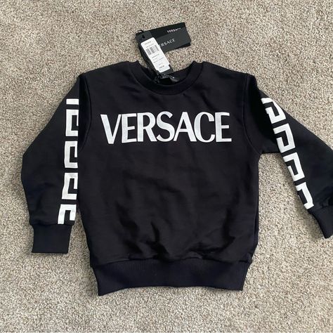 Brand New Black Versace Sweatshirt. Size 4t Originally $250. Never Worn. Tags Still On. Versace Shirts, Boy Sketch, Beyonce Outfits, Rapper Outfits, Anime Boy Sketch, Versace Sweatshirt, Baby Things, Size 4t, Designer Sneakers