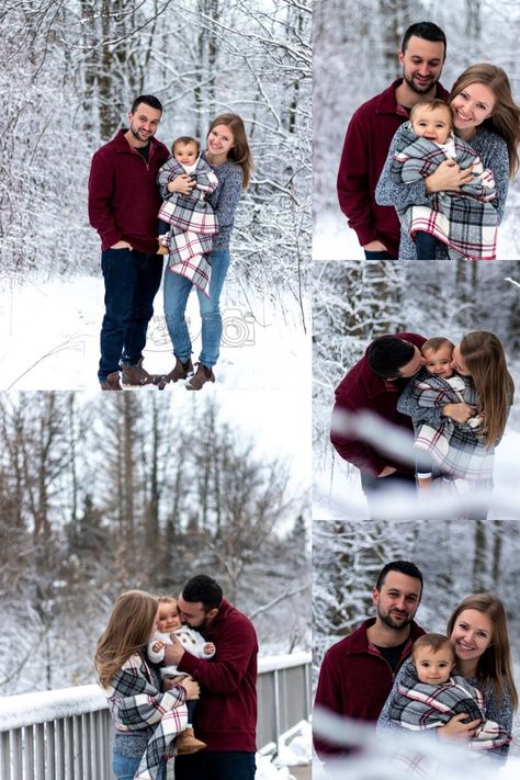 Infant Family Pictures Winter, Snow Family Photoshoot Outfit Ideas, Family Picture In Snow, Family Portraits In The Snow, December Photoshoot Ideas Family, Family Snow Pictures Outfits, February Family Photos, Winter Photography Family, Winter Snow Family Photos