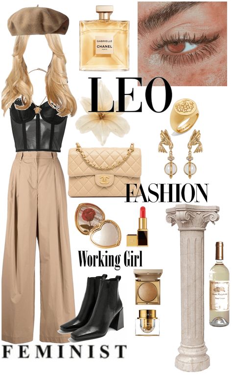 Venus In Leo Woman Style, Leo Wardrobe, Leo Rising Fashion, Leo Venus Style Aesthetic, Leo In Venus Outfit, Leo Venus Style Outfits, Venus Sign Leo Style, Leo Sun Aesthetic Outfit, Leo Venus Outfit