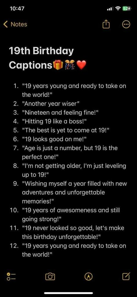 Happy Birthday To Me Baddie, Birthday Day Caption, Short And Sweet Bio For Instagram, Self Birthday Captions 19, Birthday Note For Instagram, 19th Birthday Captions Aesthetic, 19th Birthday Ideas Caption, 19birthday Caption, 19 Birthday Ideas Caption