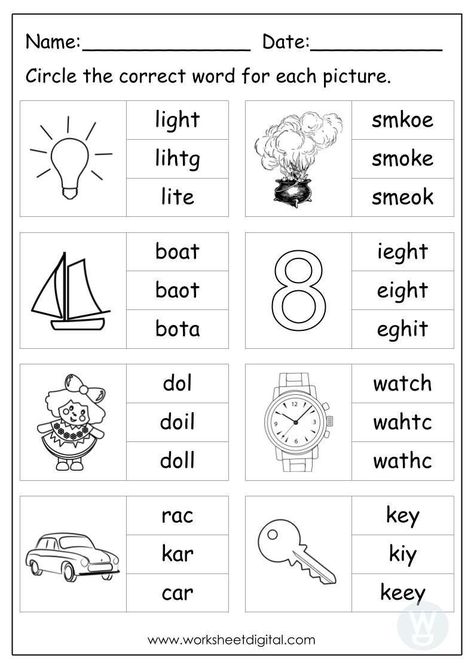 10 Printable Circle the Correct Word, Spelling for Kindergarten Preschool Homeschool, Homework Practice, Word Recognition - Etsy Canada | Spelling worksheets, Spelling word activities, Spelling word practice Word Recognition Activities Kindergarten, Spelling Words Kindergarten, Kids Spelling Practice, Spelling Activities For Preschoolers, Spelling Words For Kindergarten, Spelling Worksheets 1st Grade, Kindergarten Homeschool Activities Free Printables, Phonics Activities For Preschoolers, First Grade Spelling Words List