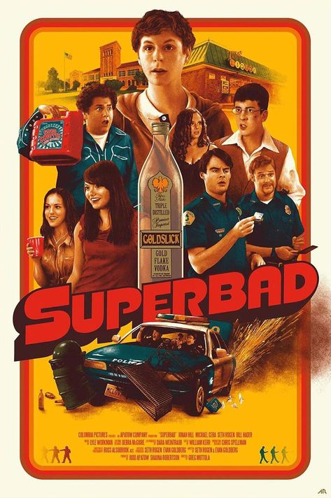 Retro Poster Movie, Mclovin Poster, Funny Movie Posters, Collage Movie Poster, Superbad Aesthetic, Superbad Poster, Comedy Film Poster, Cool Movie Posters, Poster Movie Film