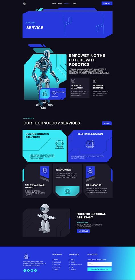 Teknobot - AI & Robotics Elementor Template Kit Engineering Website Design Inspiration, Robotics Website Design, Security Guard Website Design, Security Company Website Design, Steampunk Website Design, Creative Website Design, Woocommerce Themes, Elegant Themes, Moving Company