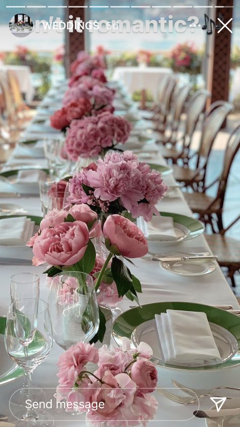 Peony Decoration Wedding, Peonie Table Centerpiece, Peonies Theme Party, Peonies Party Decor, Pink Peonies Wedding Centerpieces, Pink Table Flowers, Peonies Table Decor, Peonies And Hydrangeas Centerpieces, Pink Rose Table Centerpieces