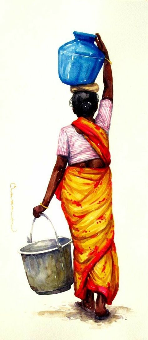 Pin by Michelcathyjoly on Watercolor | India art, Indian paintings, Art inspiration drawing Watercolor Indian, Indian Drawing, Drawing Women, India Painting, Afrikaanse Kunst, Indian Artist, Watercolor Landscape Paintings, Indian Paintings, Indian Art Paintings