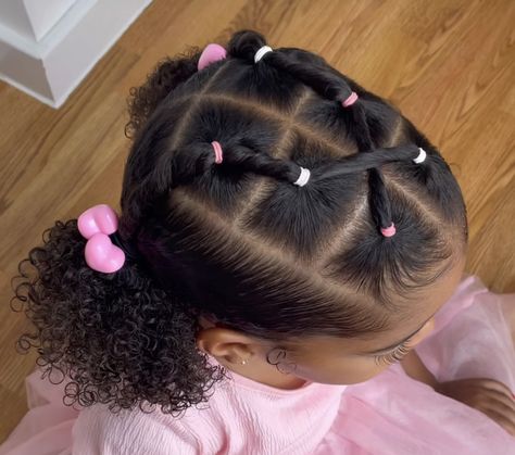 Easy Rubber Band Hairstyles For Kids, Rubber Band Hairstyles Natural Hair Kids, Kids' Hairstyles, Baby Girl Hairstyles Curly, Hair Videos Tutorials Easy, Daughter Hairstyles, Cute Toddler Hairstyles, Lil Girl Hairstyles, Kids Curly Hairstyles