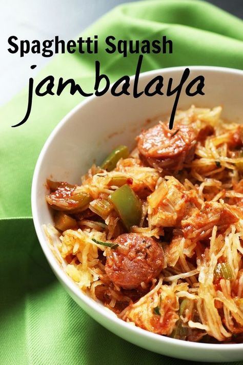 Cajun Spaghetti, Spaghetti Squash Recipes, Healthy Supper, Carb Dinner, Recipe 30, Think Food, Clean Eats, Jambalaya, Cheap Eats