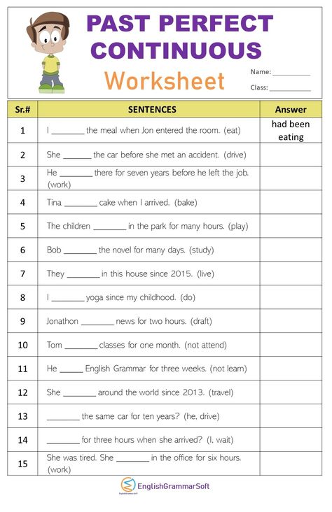 Past Perfect Continuous Tense Worksheet with Answers Past Continues Worksheets, Perfect Continuous Tense, Past Perfect Worksheets With Answers, Past Continues Tense, Past Perfect Tense Worksheets, Past Continuous Tense Worksheet, Past Perfect Continuous Worksheets, Past Perfect Worksheets, Present Perfect Continuous Worksheets