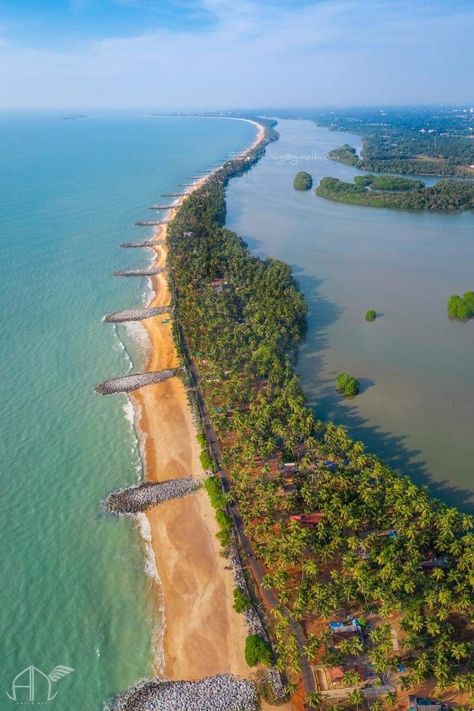 The Mattu-Pithrody beach with the Udyavara river on the right and the Arabian sea on the left. A narrow strip of paradise... Arabian Sea, Incredible India, Scenery Wallpaper, Mother Earth, Travel Photography, Nature Photography, Paradise, Water, Photography