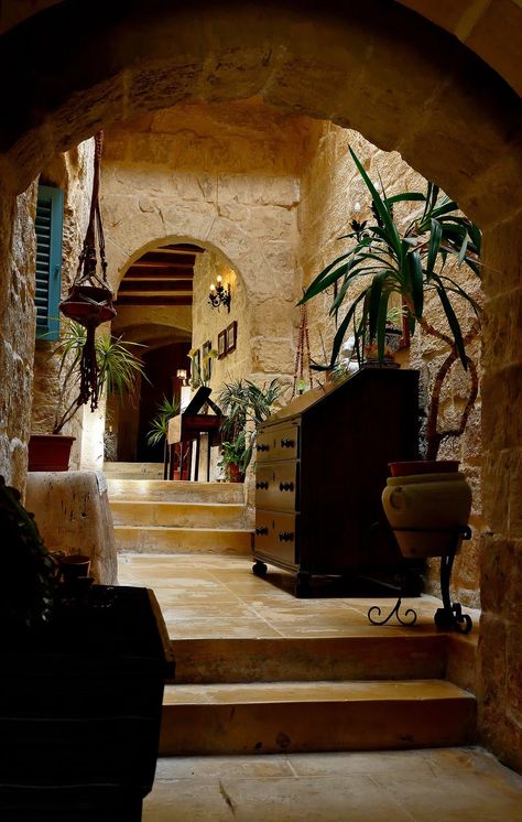 Homes in Malta Malta House Interior, Latin Architecture, Malta Architecture, Malta House, Interesting Interiors, Rustic Traditional, Farmhouse Ideas, Idea Board, Traditional Interior