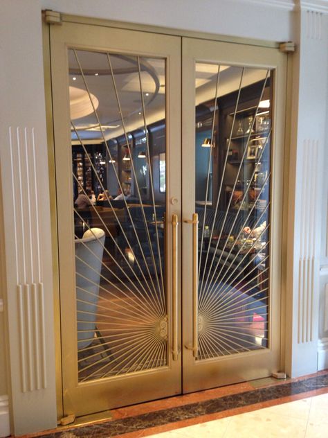 Hotel Doors Design, درابزين السلم, Bar Terrace, Glass Entrance Doors, Restaurant Door, Regency London, Cafe Interiors, Window Glass Design, Glass Door Design