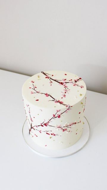 Soul Cake on Instagram: "Waiting for cherry blossoms to bloom 🌸 . . . . . . . . . #bostoncakes #bostonweddings #bostonevent #instacake #cakedesign #bostonbrides #bostonbakery  #cakeandice #cake #bostondessert  #newenglandwedding #cakedecorating #boston #bostoncake #cake_trends #weddingdream #paintedcake  #cakesinstyle #bostondessert #bostonengagement #cherryblossom #cherryblossomcake" Cherry Blossom Cake Ideas, Japanese Cherry Blossom Cake, Cherry Blossom Cake Design, Cherry Blossom Wedding Cake, Soul Cake, Cherry Blossom Cake, Blossom Cake, Elegant Birthday Cakes, Elegant Birthday