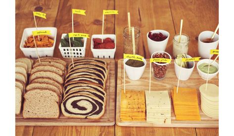 How to Set Up a DIY Sandwich Bar for Casual Parties: Tips to Product Picks! Grilled Cheese Party, Grilled Cheese Bar, Wedding Food Bars, Fancy Grilled Cheese, Wedding Food Stations, Roast Beef Sandwich, Cheese Bar, Sandwich Bar, Party Sandwiches