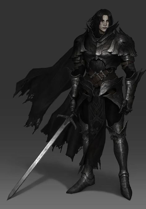 Dark Knight Rpg, Black Knight Armor, Dark Crusader, Black Paladin, Dark Paladin, Black Armor, Black Knight, Knight Art, Knight Armor