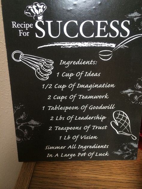 Recipe for success Recipe Of Success, Recipe For Success Design, Recipe For Success In Life, Business Model Template, Success Wishes, Bulletin Board Design, Tech Ideas, Clam Recipes, Notes Ideas