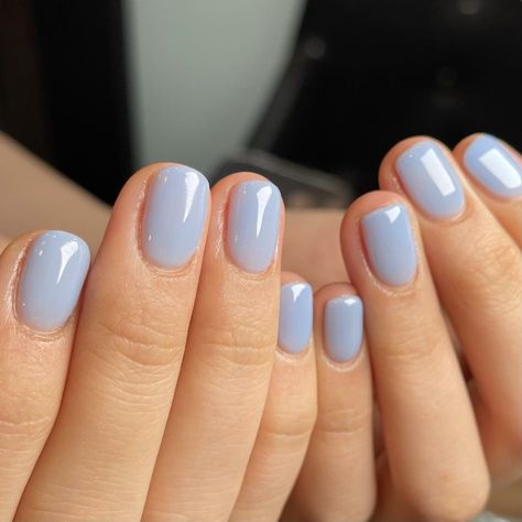 Blue Nail Colors, Powder Blue Nails, Nail Colors For Pale Skin, Pale Nails, Blue Manicure, Nail Cover, Blue Nail Color, Blue Gel Nails, Pretty Nail Colors