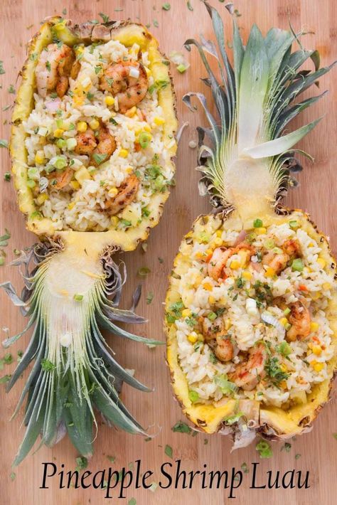 Pineapple Shrimp Luau for a Tropical Island Dinner at Home - Chef Dennis Appetizers Seafood, Pineapple Shrimp, Pineapple Recipe, Luau Food, Seafood Dinner Recipes, Diner Recept, Shrimp Recipes For Dinner, Easy Seafood, Seafood Appetizers