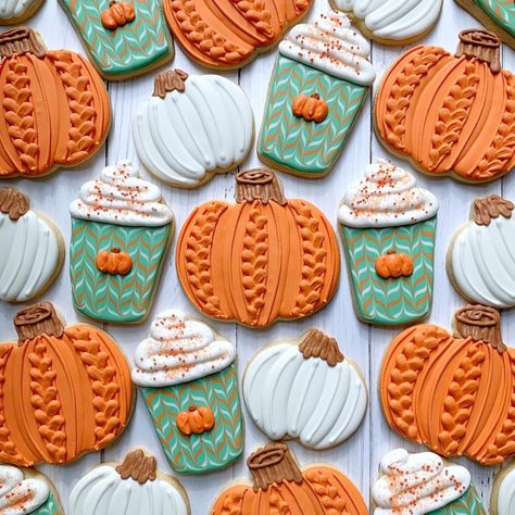 Sweater Pumpkin Cookies, Fall Sweater Cookies Decorated, October Desserts, Decorator Cookies, Graceful Baker, Thanksgiving Cookies Decorated, Fall Decorated Cookies, Cutout Cookie, Cookie Board