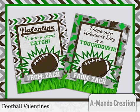 Personalized Football Valentines Sports Valentines, Football Valentines, School Valentine Cards, Valentines Bricolage, Valentine Party Favors, Printable Valentines Day Cards, Classroom Valentines, Valentinstag Party, Class Valentines