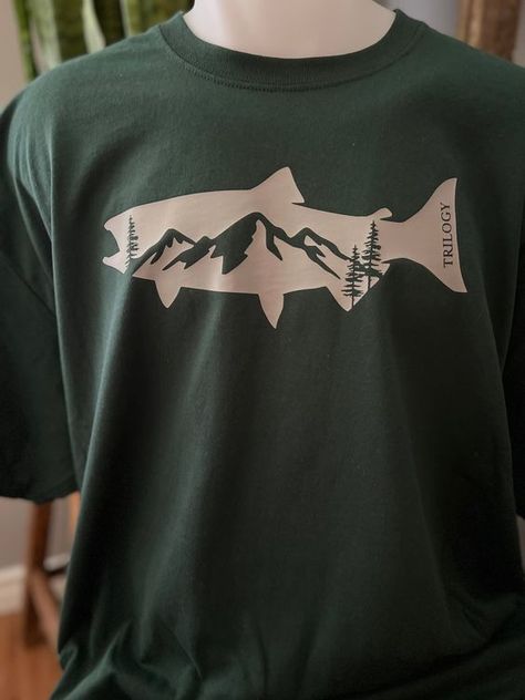 Fish T-Shirt - Medium / Dark Green with light grey logo T shirt #tshirt t-shirt #t_shirt t shirts #tshirts t-shirts #t_shirts T shirt design #tshirtdesign T-shirt designs #t_shirtdesign T shirts designs #tshirtsdesigns 1.118 Fishing T Shirts Design, Fishing Shirt Design, Fishing Tshirt Designs, Fishing Tshirts, 6 Birthday, Funny Fishing Shirts, Fish Shirt, Spring T Shirts, Christmas T Shirt Design