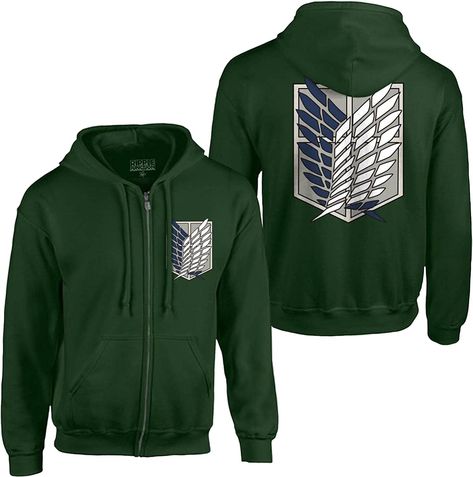 Ripple Junction Attack on Titan Survey Corps Adult Unisex Zip Hoodie Attack On Titan Merch, Attack On Titan Hoodie, Survey Corps, Anime Hoodie, Long Sleeves Coats, Cool Jackets, Cool Hoodies, Sweater Material, Green Jacket