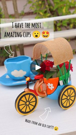 Craft With Tea Cups, Tea Cup Clay Art, Tea Cup Crafts Diy, Tea Cup Crafts, Tea Cup Diy, Waste Out Of Best, Art From Waste, Tea Cup Projects, Tum Tak