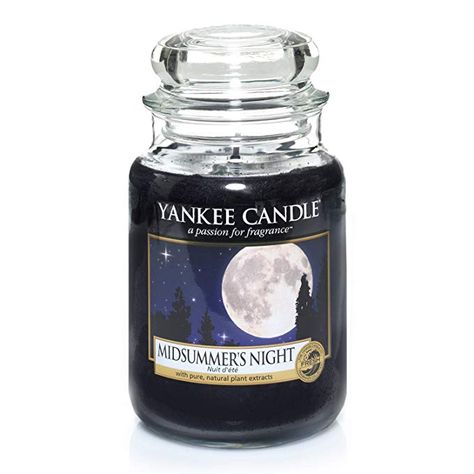 Yankee Candle Large Jar Scented Candle, Midsummer's Night, Up to 150 Hours Burn Time: Amazon.co.uk: Kitchen & Home Night Jar, Cologne Scents, Yankee Candle Scents, Candle Night, Glass Jars With Lids, Large Jar, Large Candles, Fragrance Design, Scented Wax