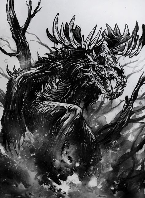 Wendigo Wallpapers, Wendigo Tattoo Design, Wendigo Pfp, Wendigo Character Design, Nikola Core, Wendigo Fanart, Cute Wendigo, Wendigo Design, Wendigo Oc