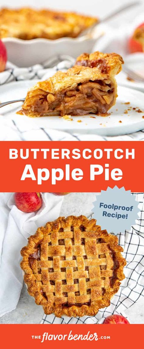 Apple Butterscotch Pie, Butterscotch Apple Pie, Biscoff Apple Pie, Unique Apple Pie Recipes, Apple Pie Recipe From Scratch, Best Homemade Apple Pie, Homemade Apple Pie Recipe, Butterscotch Recipes, Unique Sweets