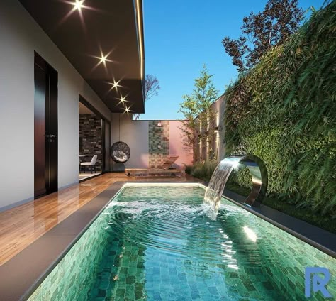 Pool Waterfall Landscaping, Luxury Pools Backyard, House Structure Design, Hot Tub Small Backyard, Small Backyard Design Layout, Indoor Pool Design, Pool House Designs, Backyard Design Layout, Hot Tub Garden