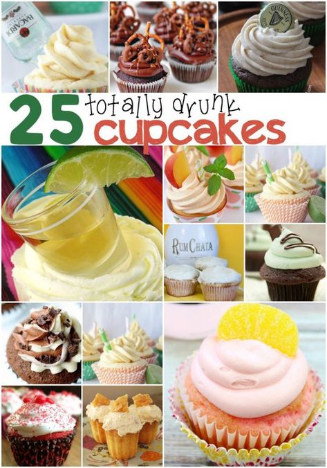 Liquor Cupcakes, Boozy Cupcakes Recipes, Drunken Desserts, Alcoholic Cupcakes, Boozy Baking, Boozy Cupcakes, Alcoholic Desserts, Boozy Desserts, Themed Desserts