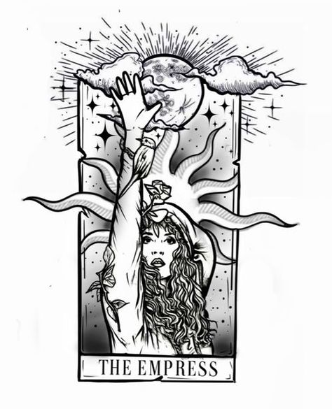 Egyptian Tattoo Sleeve, Empress Tarot Card, Tarot Tattoo, Tarot Card Tattoo, Card Tattoo Designs, Empress Tarot, Spiritual Tattoos, Card Tattoo, Tarot Cards Art