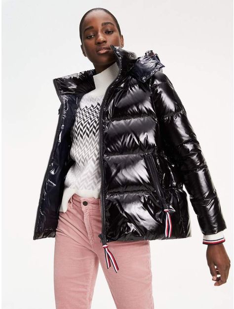 Tommy Hilfiger Gloss Down Puffer Jacket - Shop Now! Tommy Hilfiger Long Sleeve Winter Outerwear, Tommy Hilfiger Metallic Jacket, Red Tommy Hilfiger Long Sleeve Outerwear, Tommy Hilfiger Hooded Winter Outerwear, Tommy Hilfiger Puffer Jacket, Tommy Hilfiger Store, Black Down, Tommy Hilfiger Women, Tommy Jeans