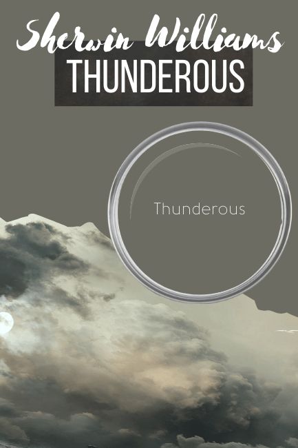 Wherein Williams Thunderous, Kitchen Cabinet Color Palette, Sw Thunderous Paint Exterior, Thunder Clap Sherwin Williams, Thunderstorm Paint Color, Thunderous Sherwin Williams Color Palettes, Sherwin Williams Thunderous Exterior, Sw Thunderous Paint, Sherwin Williams Thunderous Cabinets