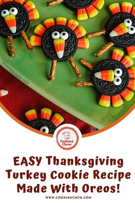 Turkey Snack Craft, Thanksgiving Turkey Food Craft, Turkey Treats For Kids Classroom, Oreo On A Stick, Thanksgiving Toddler Class Treats, Oreo Cookie Turkey Treats, Oreo Cookie Turkeys, Turkey Food Craft, Thanksgiving Turkey Treats For Kids