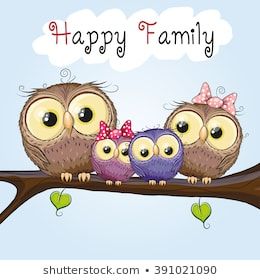 Cute Owl Drawing, Drawing Owl, Cute Owl Cartoon, Family Sketch, Owl Drawing, Happy Owl, Owl Clip Art, Cartoon Owl, Family Vector