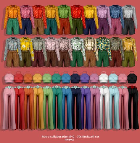 Sims 4 Cc 70s Clothes, 80s Jumpsuit, Sims 4 Decades Challenge, Alpha Cc, Cc Clothes, 70s Clothing, Free Sims 4, Sims 4 Teen, Normal Map