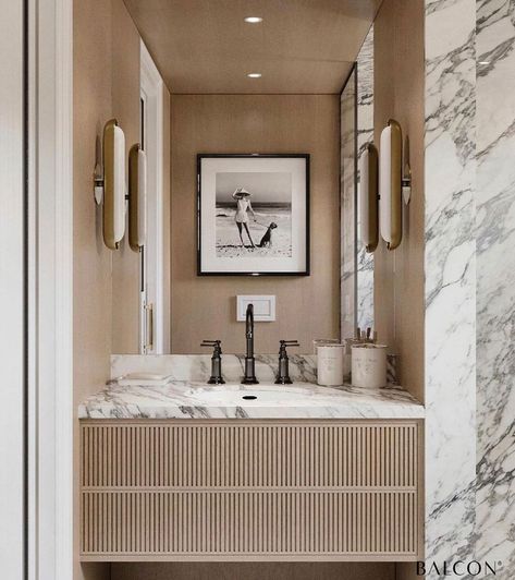 Beautiful classic contemporary design by @balcon.studio | Instagram post from LINDSEY GODDARD INTERIORS (@lindseygoddardinteriors) Powder Room Design, Bathroom Design Inspiration, Classic Bathroom, Home Luxury, 아파트 인테리어, Bathroom Design Luxury, Laundry In Bathroom, Beautiful Bathrooms, Dream Home Design