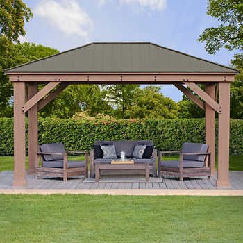 Gazebo Pictures, Gazebo Bar, Terrasse Design, Pergola Swing, Wooden Gazebo, Outdoor Pavilion, Backyard Seating, Backyard Gazebo, Metal Pergola