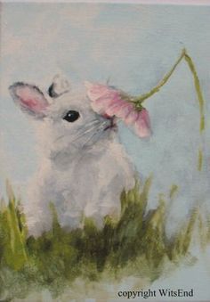 Bunny Rabbit Painting, Rabbit Painting Acrylic, Bunny Watercolor Painting, Easter Bunny Painting, Watercolour Bunny, Easter Canvas, Easter Paintings, Bunny Watercolor, Arte Peculiar