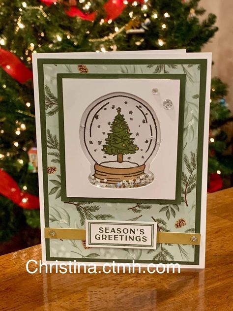 Ctmh Christmas Cards 2023, Xmas Snow Globe, Christmas Card Layouts, Heart Christmas, Card Layouts, Ctmh Cards, Christmas Snow Globes, Heart Stamp, Xmas Card