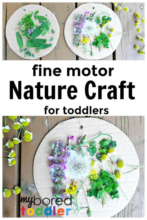 Combine a nature walk or backyard play with a simple craft using natural materials. Kids will love creating beautiful designs on a cardboard canvas. Nature Crafts For Kids, Collage Craft, Craft For Toddlers, Toddler Outdoor, Fine Motor Activities For Kids, Nature Craft, Nature Collage, Fun Activities For Toddlers, Outdoor Crafts