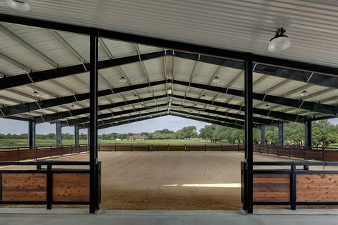 Pull Through Driveway, Covered Riding Arena, Covered Arena, Luxury Horse Barns, Dream Barn Stables, Equine Stables, Horse Riding Arena, Stable Style, Horse Farm Ideas