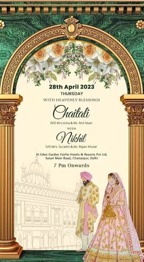 Elevate your Sikh wedding celebration with this regal wedding invitation exuding timeless sophistication and grandeur. Embrace the royal vibe for your special day with this exquisite invite. #SikhWedding #RoyalVibe #WeddingInvite Wedding Card Maker, Sikh Wedding Invitations Cards, Sikh Wedding Invitation, Royal Wedding Invitation, Regal Wedding, Digital Wedding Invitations Templates, Indian Wedding Invitation Card Design, Wedding Invitation Background, Digital Invitations Wedding